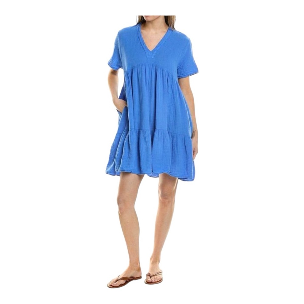 9seed El Matador Ruffle Tiered Lightweight Gauze Dress in blue